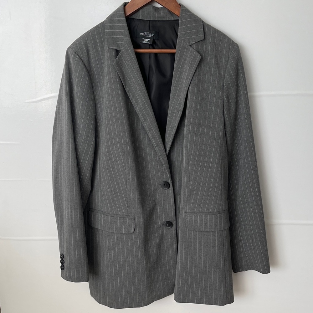 Michel Studio Charcoal Pinstripe Blazer